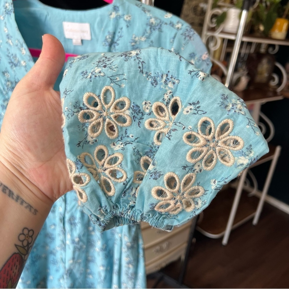 Anthropologie / A Collective Story Embroidered Balloon Sleeve Eyelet Dress XS - Picture 8 of 14